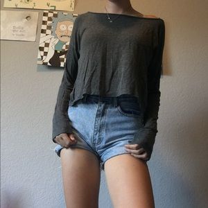 🌚Brandy Melville🌚 Gray Scoop Neck Long Sleeve